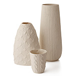 PORCELAIN SWEATER CUP AND VASES | Cast From Real Sweaters, Ceramic Cups And Vase With Cable Knit and Ribbed Pattern, Cream Colored, Original And Interesting | UncommonGoods from uncommongoods.com
