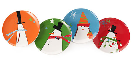snowman appetizer plates - set of 4