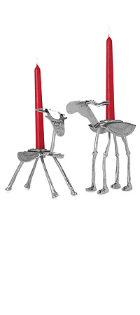 REINDEER AND MOOSE PEWTER CANDLE HOLDERS image