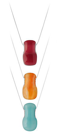 GLASS SLIDE CHARM NECKLACES | Meg Reagen Rounded Rectangle Glass Pendants In Juicy, Bright Colors Handmade From Fused Glass On Sterling Silver Chain | UncommonGoods from uncommongoods.com