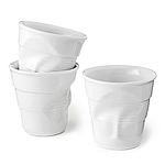 PORCELAIN CRINKLE CUPS - SET OF 3 | Fake Plastic Ceramic Cup With Indented Sides Highly Realistic Funny Gift Office Water Cooler Coffee Cup | UncommonGoods : crinkle cups uncommongoods kitchen porcelain fun