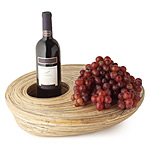 EXPRESSIVITY BAMBOO WINE/SERVEWARE | Bamboo Wine Bottle And Cheese Serving Platter For Parties, Dinners, Entertaining Spun Split Bamboo Canes Oval Shaped Platter | UncommonGoods