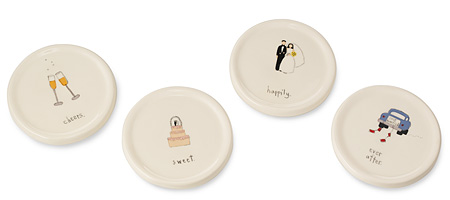 ceramic wedding coasters - set of 4