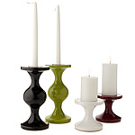 TAPER & PILLAR CANDLE HOLDERS | White, Plum And Olive J Schatz This And That Candleholders For Tapered Or Wide Candles - Glossy, Brilliant, Modern, Urban, Handmade, Design, Sophisticated | UncommonGoo : j schatz uncommongoods rich color taper candle holder pillar candle holder