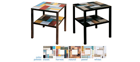 Reclaimed Patchwood End Table With Shelf