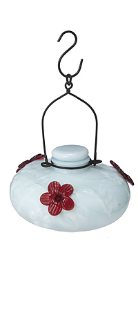 Recycled Milk Glass Hummingbird Feeder