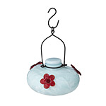 RECYCLED MILK GLASS HUMMINGBIRD FEEDER