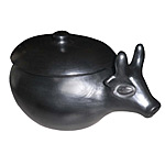 BLACK CLAY COW COOKING POT