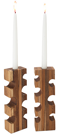 Teak Wood Jigsaw Candle Holder