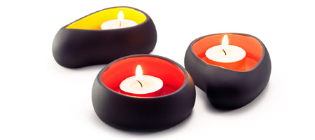 MINI MAGMA STONES VOTIVE HOLDERS - SET OF 3 | Pernille Vea Volcano, Magmas Stone Inspired Candleholders, Tealight, Votive Candle Holders, Primeval, Primordial, Interesting, Blazing Color, Fiery Red, O