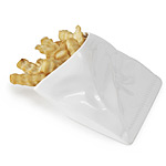 PORCELAIN FRENCH FRY POUCH | French Fries Holder, Fry Porcelain Pouches, Fast Food Sculpture, Kitchen Accessory, Fun Dining Accent, Cute, Kitschy, Great Gift, Creative, Made in France | UncommonGoods : witty picnic cool kitchen accent clever