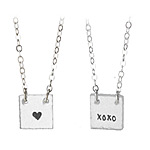 GLASS SQUARE NECKLACES | XO XO Hearts Necklaces, Hand Drawn, Love Letter, Symbols of Love And Friendship, Glass Pendants | UncommonGoods from uncommongoods.com