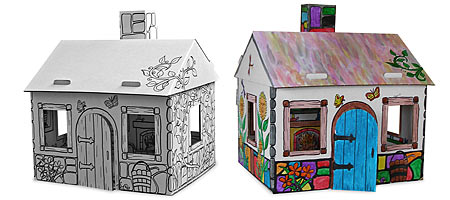 COLOR YOUR OWN CARDBOARD COTTAGE DOLL HOUSE image