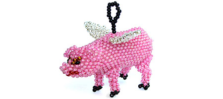 Flying Pig Beaded Ornament