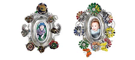 3D Rose & Daisy Recycled Tin Frames