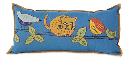 Cat With Birds Pillow
