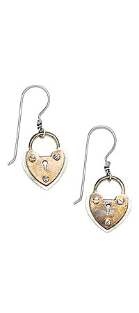 SMALL HEART LOCK EARRINGS
