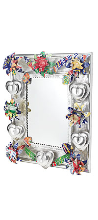 LARGE RECYCLED TIN MIRROR | Tin Daisy and Hearts Mirrors, Mexican Folk Art, Mexico Mirrors | UncommonGoods