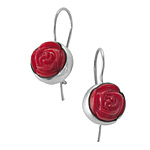 RED ROSE BUTTON EARRINGS