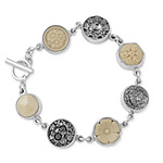 ANTIQUE BUTTON BRACELET: BLACK & TAN