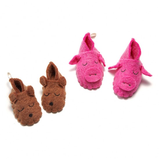 Piggy and Bear Storybook Slippers | UncommonGoods