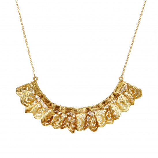 Ruffled Gold Dipped Lace Necklace | UncommonGoods