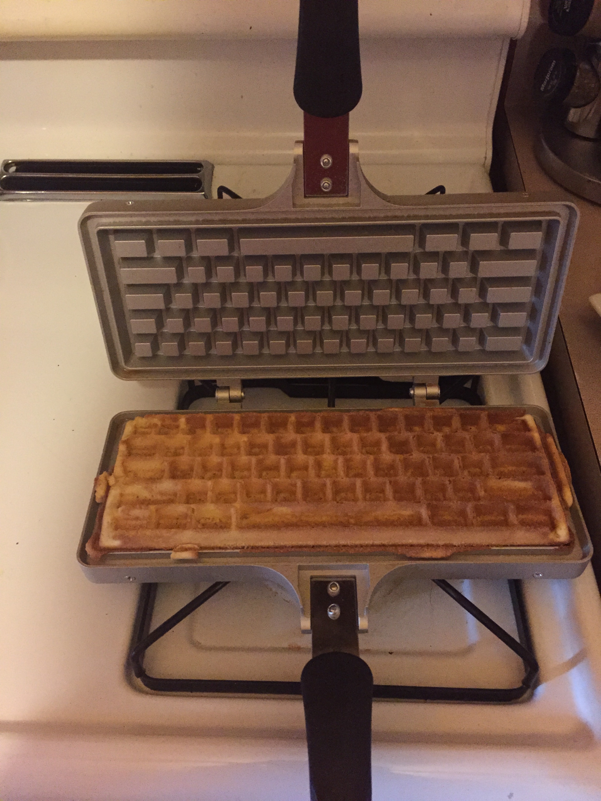 Finished Waffles Look Like A Computer Keyboard! 