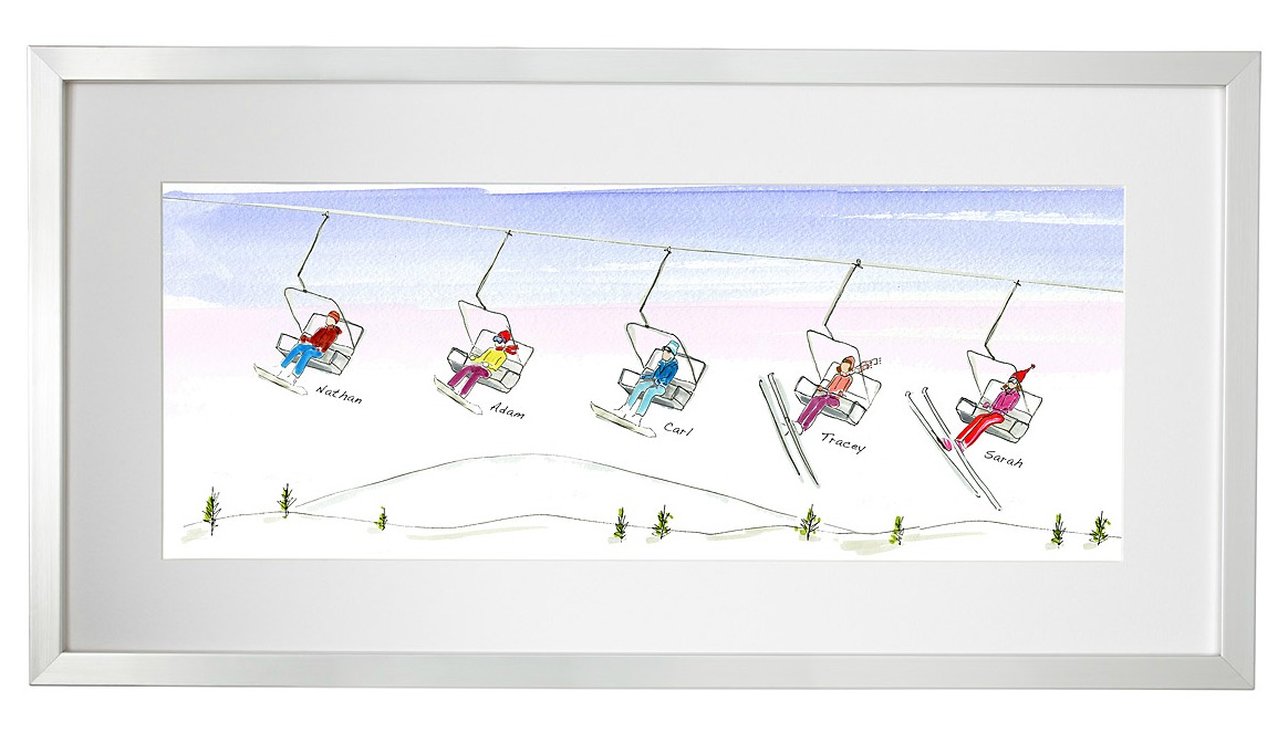 Personalized Family Ski and Snowboard Art