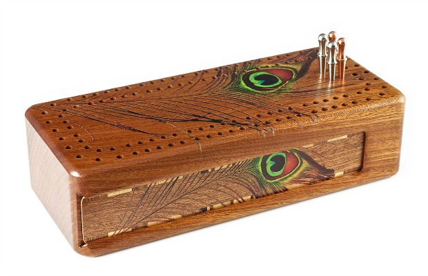 Peacock Feather Cribbage Board | UncommonGoods