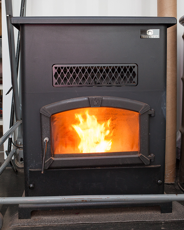 This Wood Stove Burns Pellets made from Recycled Sawdust