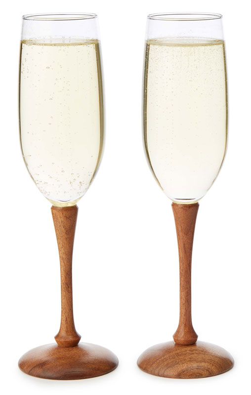 Wood Stem Champagne Flutes - UncommonGoods
