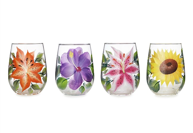 Floral Glasses - Set of 4 - UncommonGoods