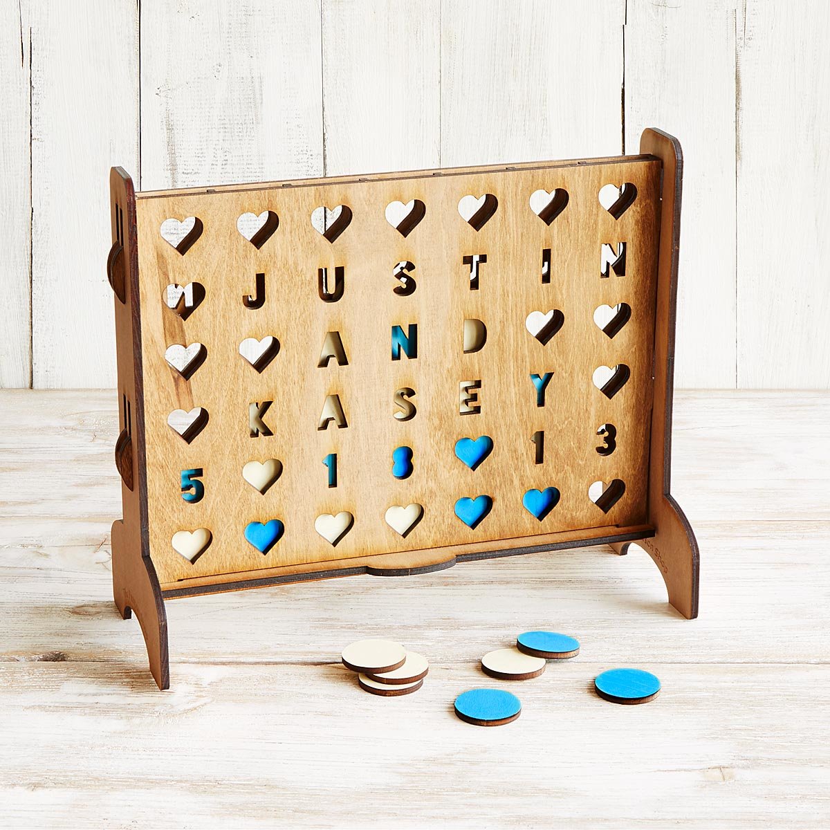 Personalized Hearts Four-Across Game | UncommonGoods