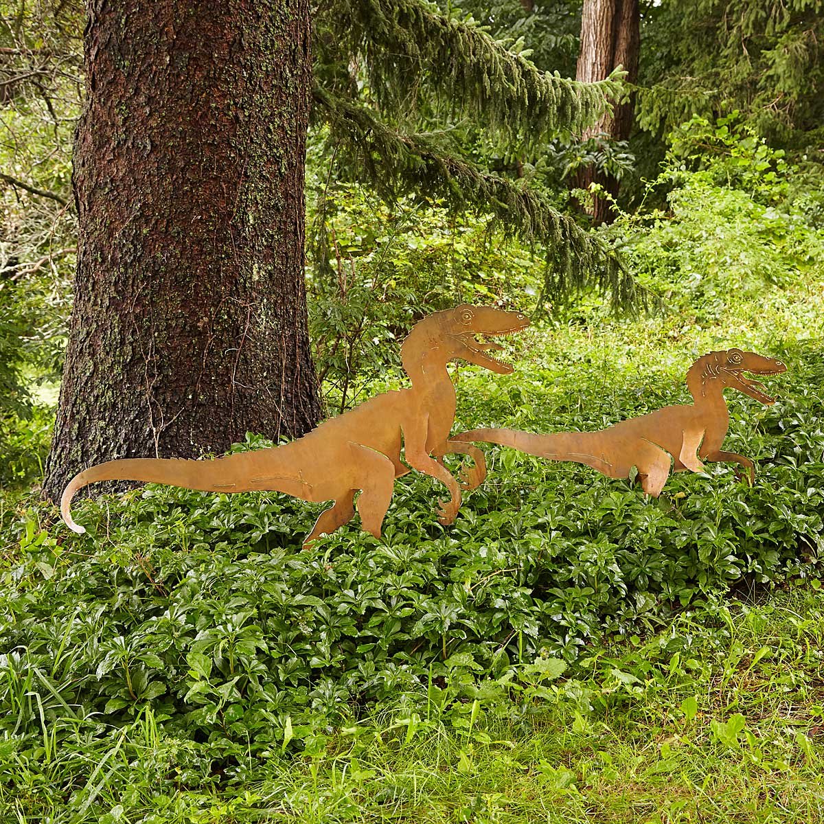 Velociraptor Garden Sculpture Set | UncommonGoods
