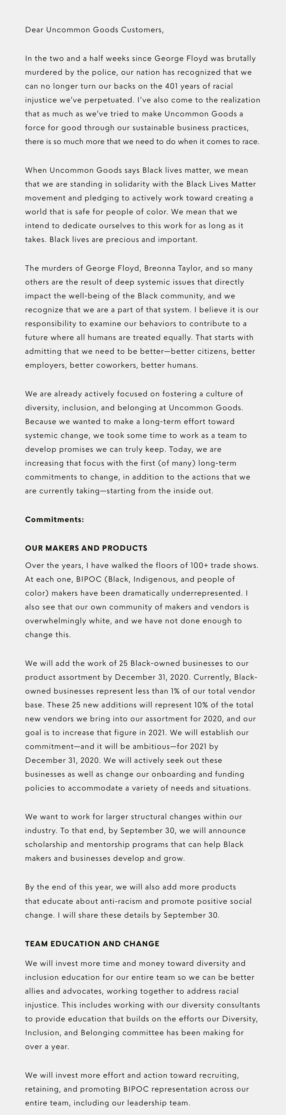 Our commitments in support of Black Lives Matter