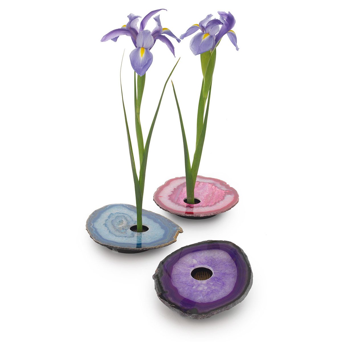 Agate Ikebana Flower Vase Unique, Natural, Colorful Stone Japanese