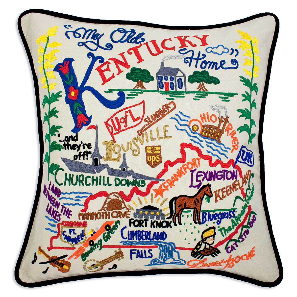 Hand Embroidered State Pillows new york pillow, texas