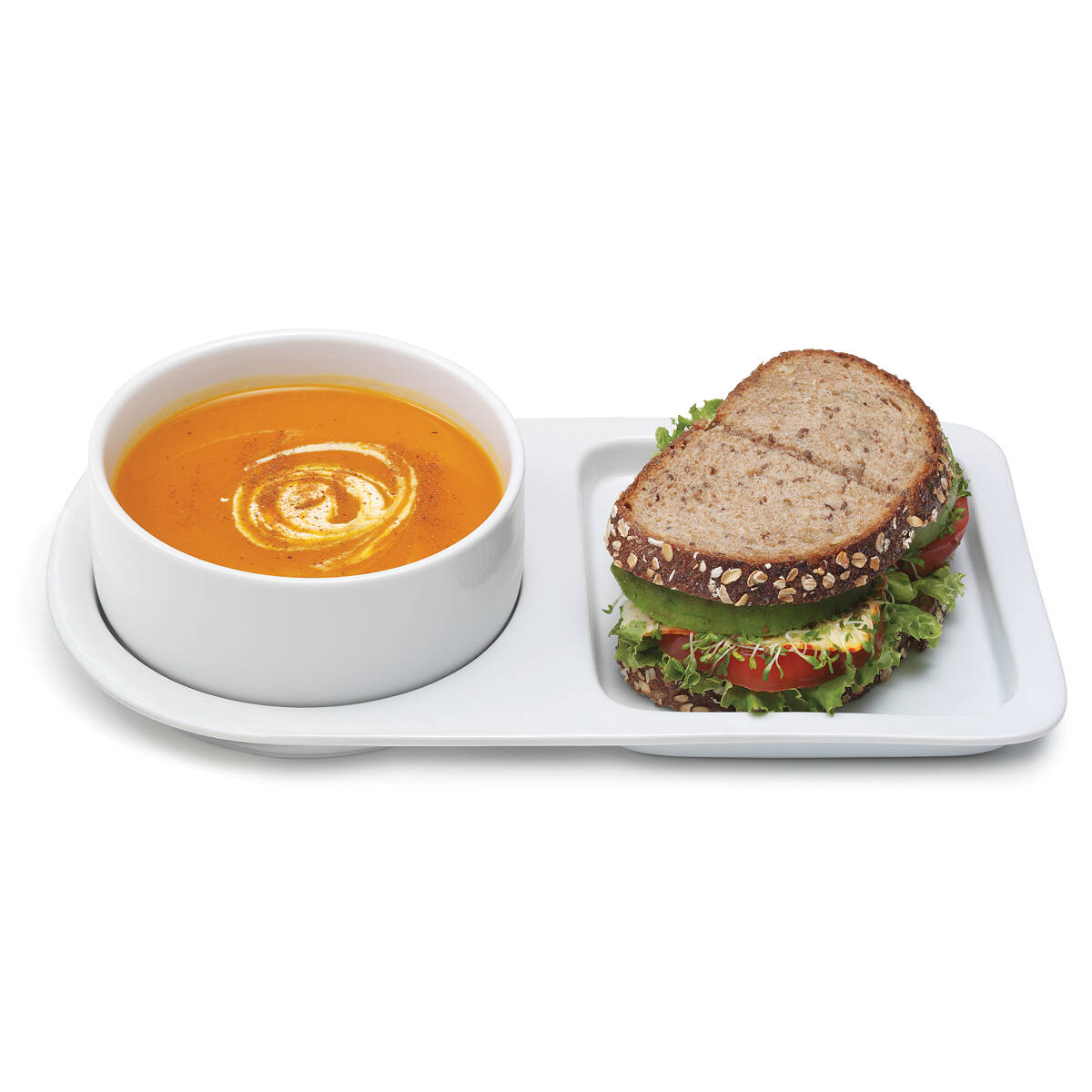 Soup And Sandwich Ceramic Tray Duo Plate, Set, Bowl, Platter