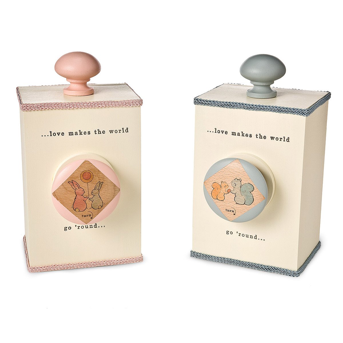 WindUp Music Boxes Squirrels, Bunnies, Baby, Love makes the world go