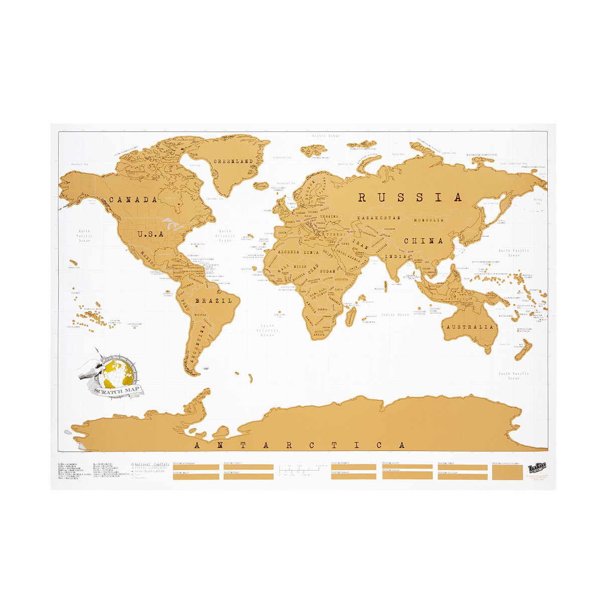 Scratch Map scratch off world, world poster