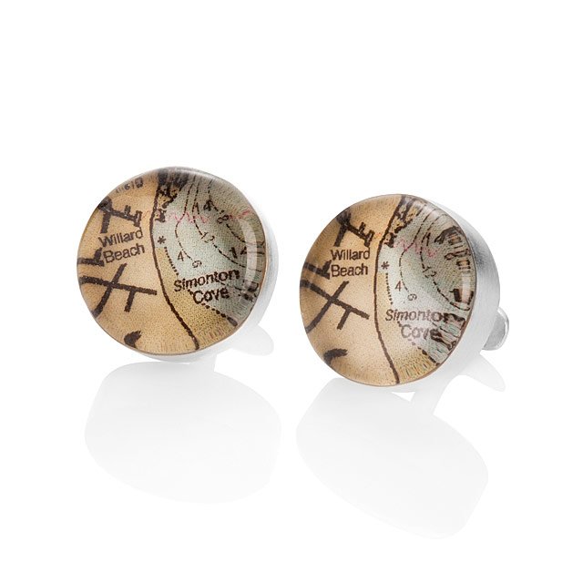 Commemorative Glass Map Cuff Links Valentine/'s Homeland Men/'s Jewelry Patriotic Cufflinks Birthplace Copper Anniversary Gift for Him