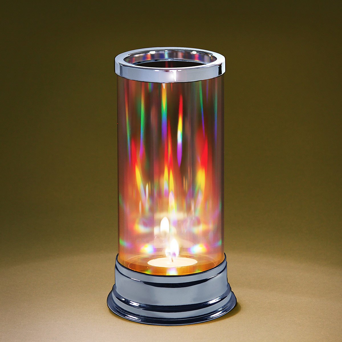 Prism Light Candle Holder, Hurricane Lamp, Hologram, Rainbow