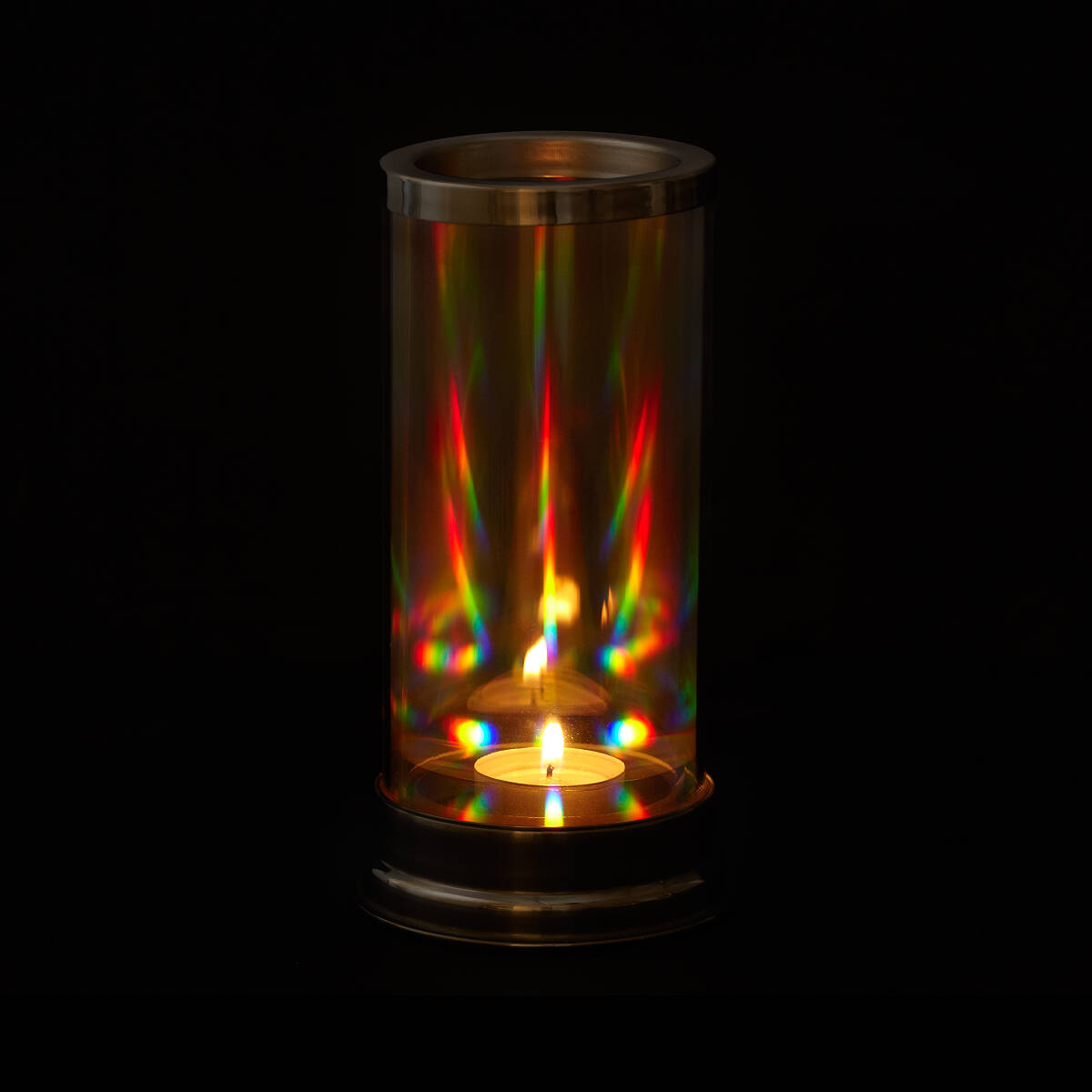 Prism Light Candle Holder, Hurricane Lamp, Hologram, Rainbow
