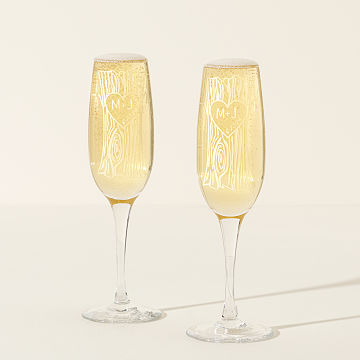 Etched Champagne Flutes - Set of 2
