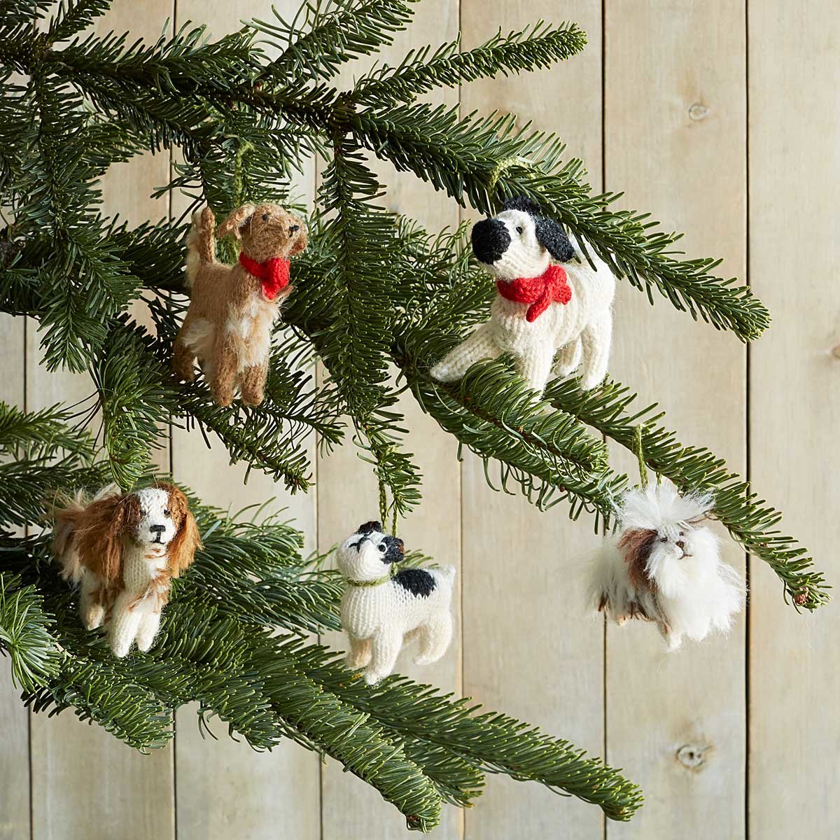 Hand Knit Dog Ornaments puppy ornament, handmade, christmas