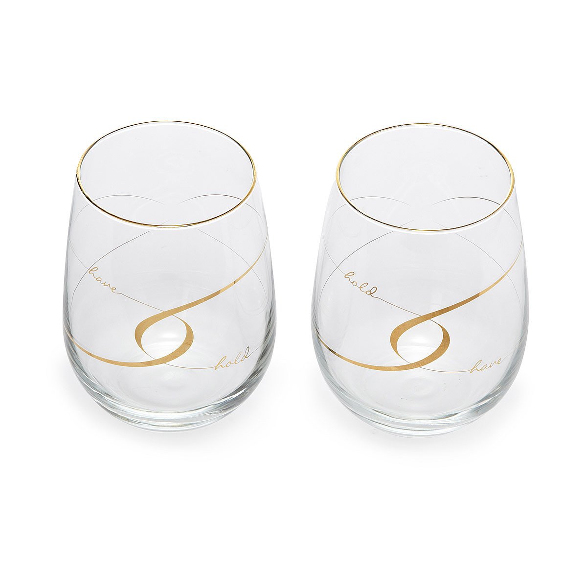 Have & Hold Stemless Wine Glasses Set of 2 wedding goblets