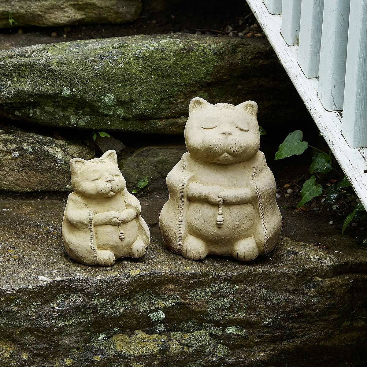 Zen Cat Garden Sculpture zen garden, praying sculpture
