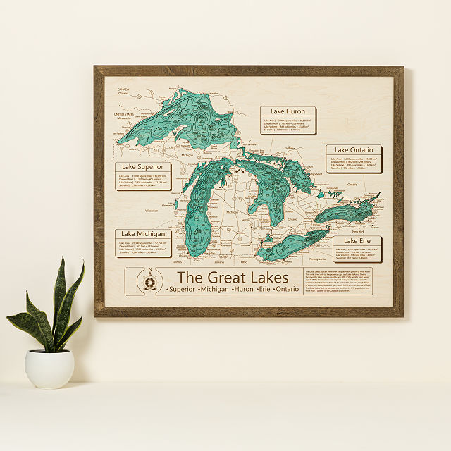 Lake Topography Art Hand Crafted Lake Map Topography Art