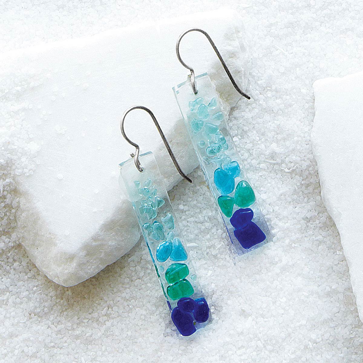 Shattered Glass Earrings Glass Jewelry, Kiln Fired
