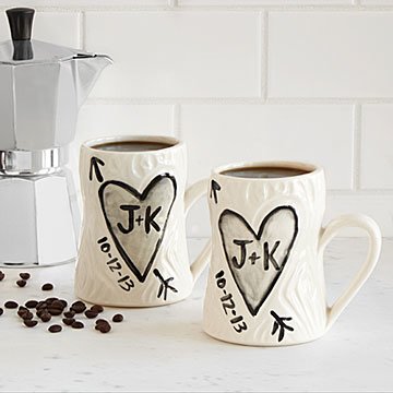 Personalized Porcelain Faux Bois Mug Set